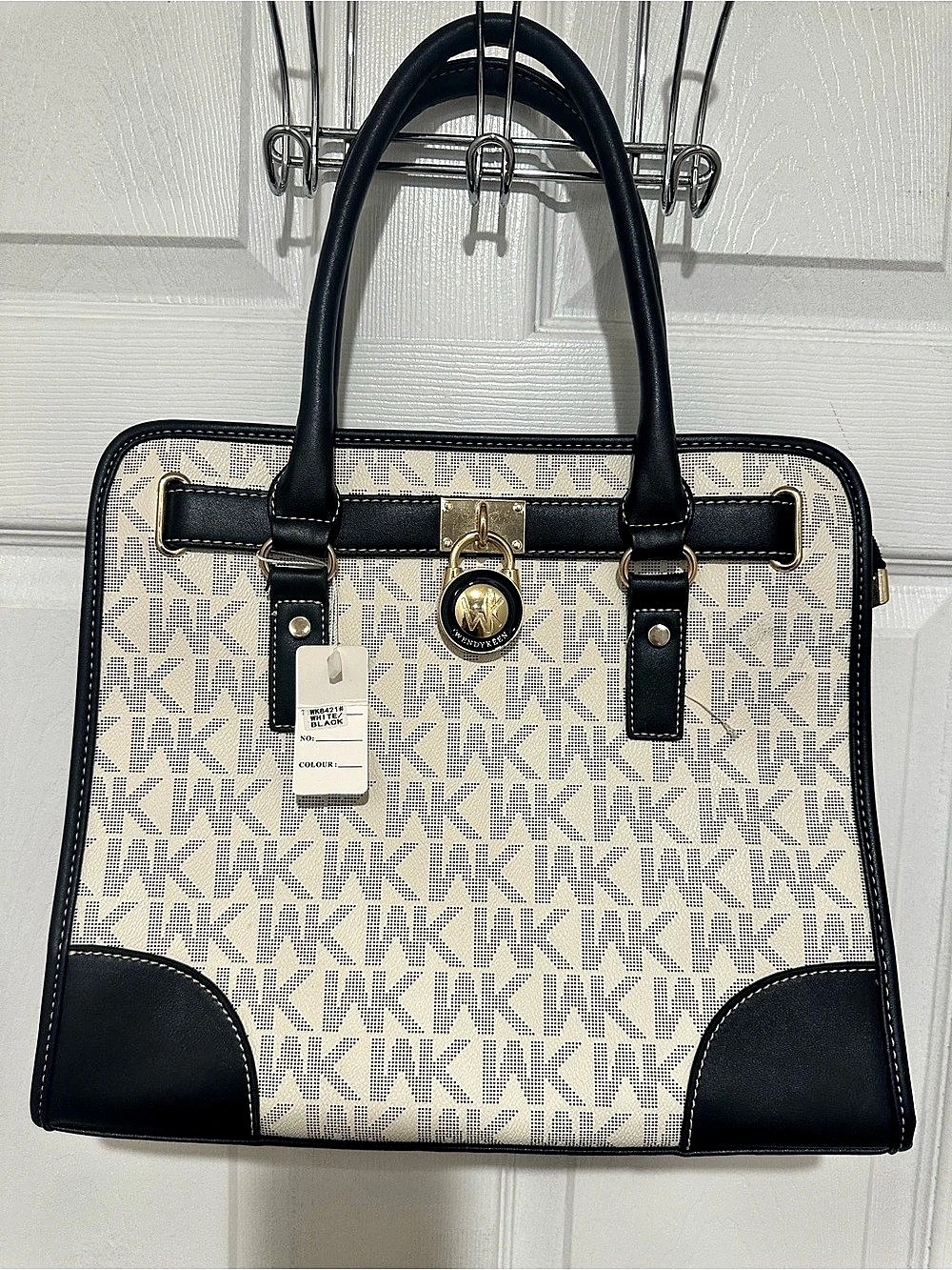 Wendy Keen Geometric Satchel in White & Black New